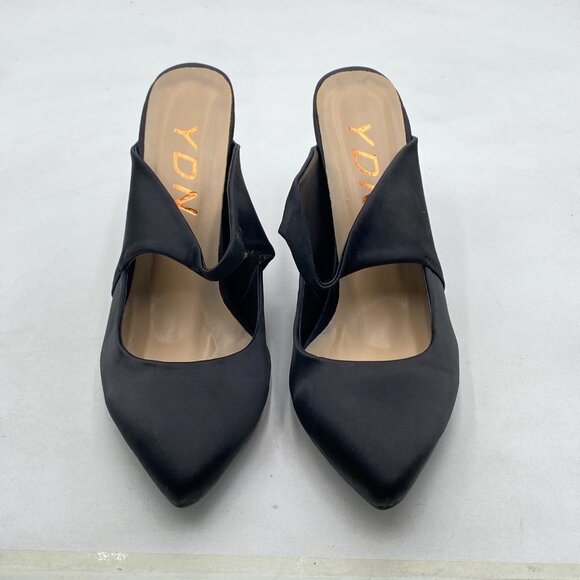 YDN Black Pointy Toe High Heel Mules Slip on Clogs Stiletto Slide Sandals Shoes - Picture 3 of 8